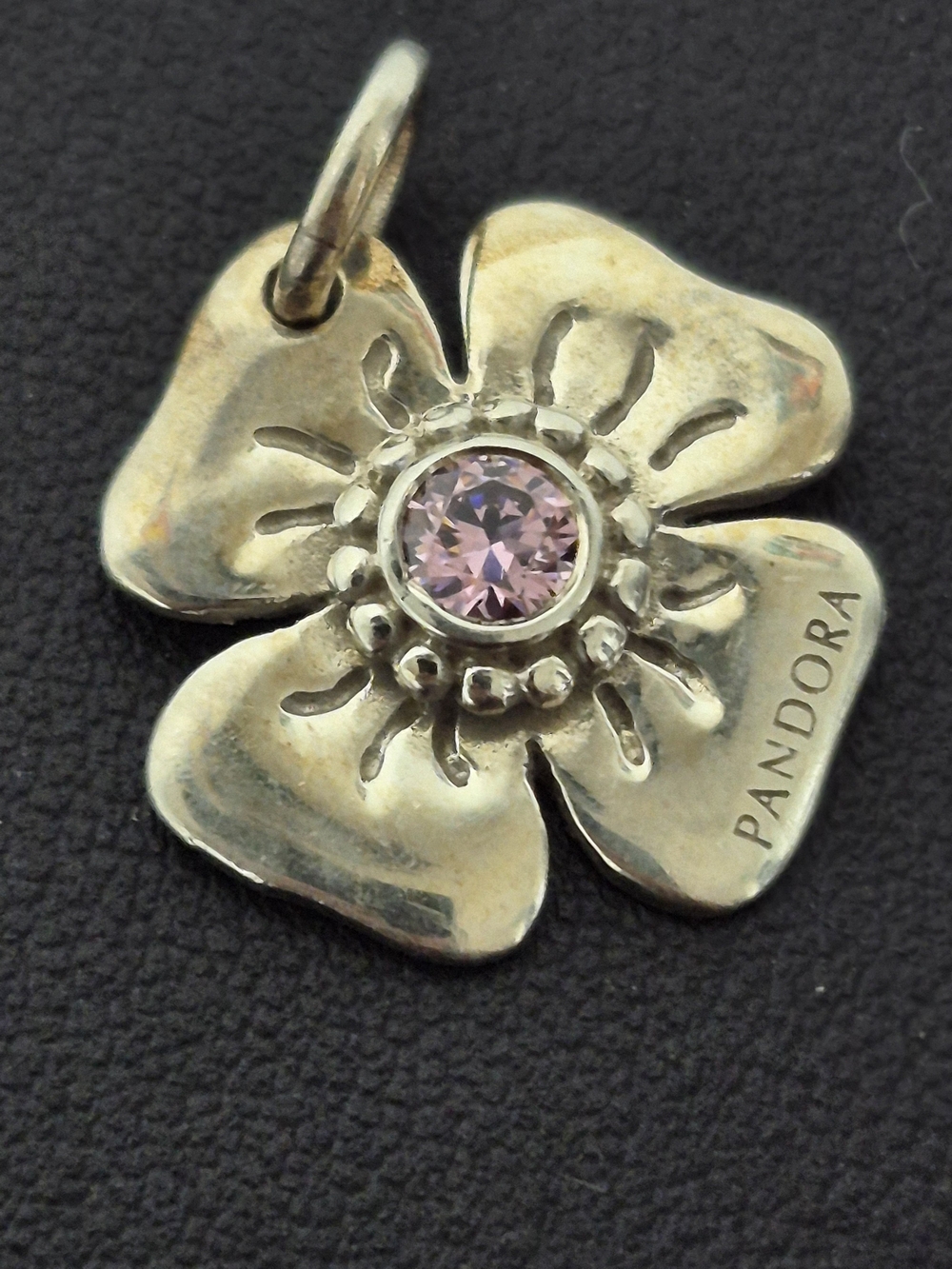 Pandora Pink Cubic Zirconia Flower Dangle Charm